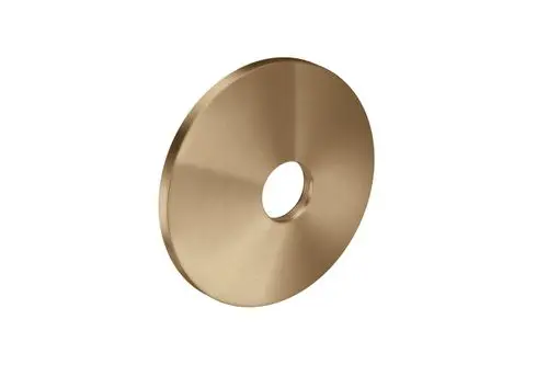 Runde Rosette in gebürstetem Bronze-Finish, mit mittigem Loch. Teil der AXOR Produktreihe, geeignet für Wandinstallationen.